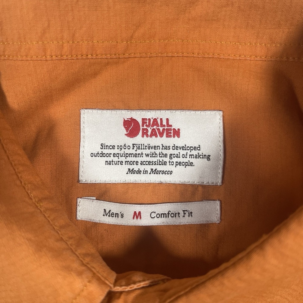 Fjallraven Ovik Lite Button‎ Short Sleeve Comfort Fit Shirt Mens Size M Orange - Picture 3 of 9